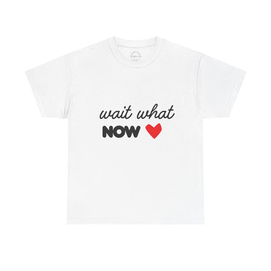 Wait What Now Statement Tee | Minimalist Graphic